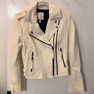 Joie Ivory Lamb Leather Moto Jacket